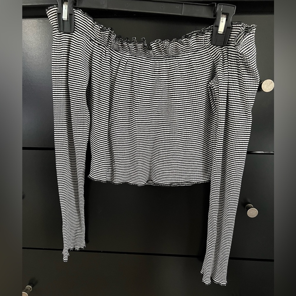 NWOT Stripped off the shoulder top Size S